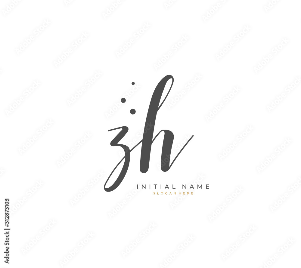 Handwritten letter Z H ZH for identity and logo. Vector logo template with handwriting and signature style. Handwritten letter Z H ZH for identity and logo. Vector logo template with handwriting and signature style.