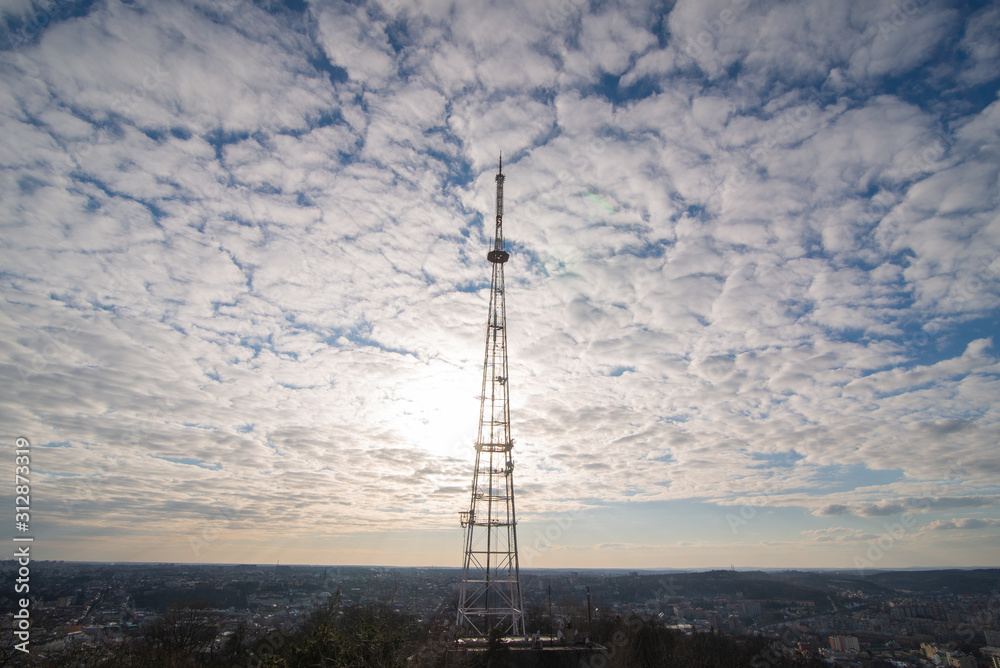 panoramic city view antenna above the city