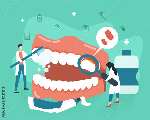 Tooth disease treatment with people illustration