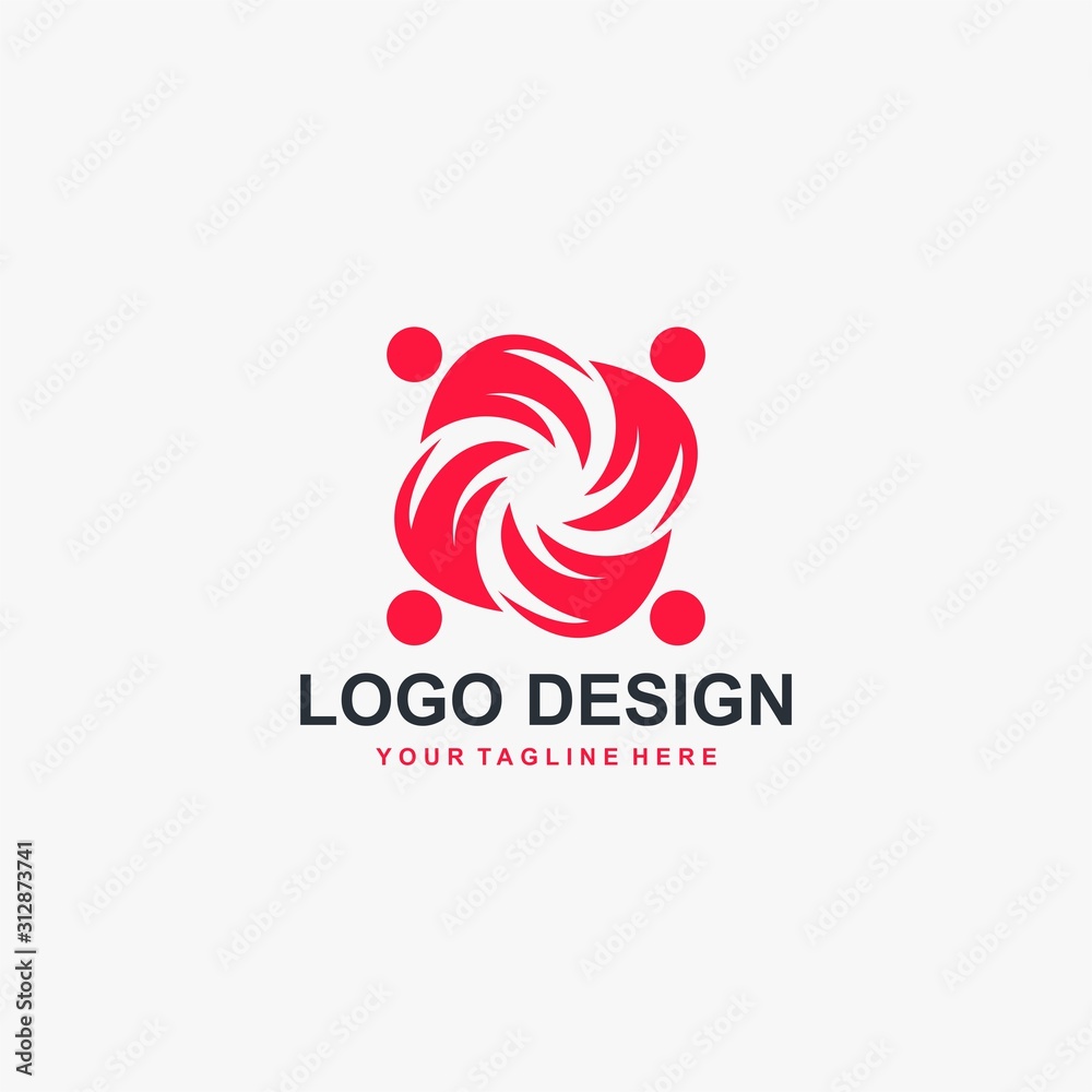 Fototapeta premium Charity logo design. Humanity abstract symbol. People care vector icons.