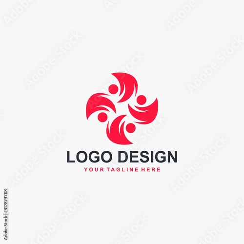 Charity logo design. Humanity abstract symbol. People care vector icons.