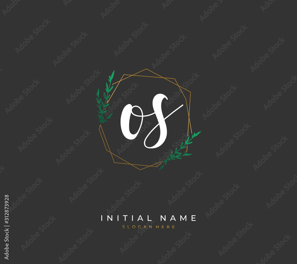 Obraz premium Handwritten letter O S OS for identity and logo. Vector logo template with handwriting and signature style.