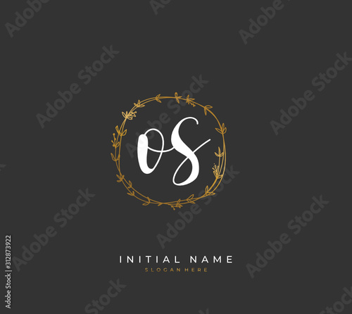 Handwritten letter O S OS for identity and logo. Vector logo template with handwriting and signature style.