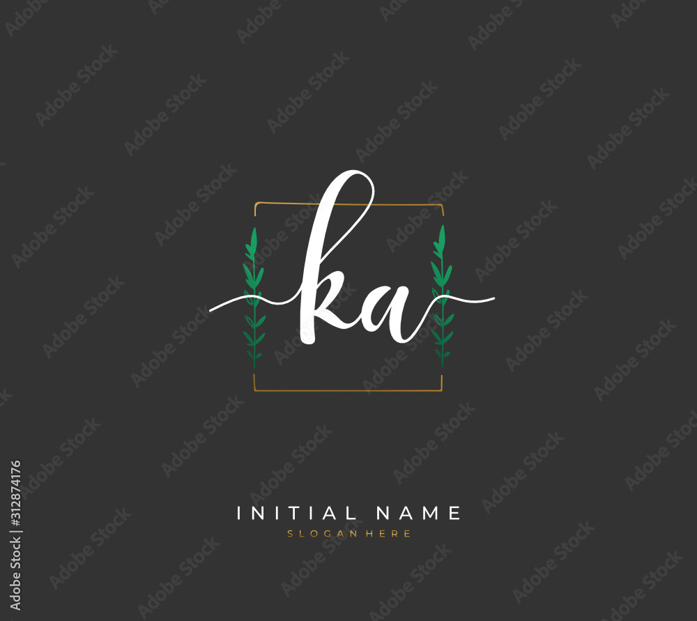 Handwritten letter K A KA for identity and logo. Vector logo template with handwriting and signature style. Handwritten letter K A KA for identity and logo. Vector logo template with handwriting and signature style.
