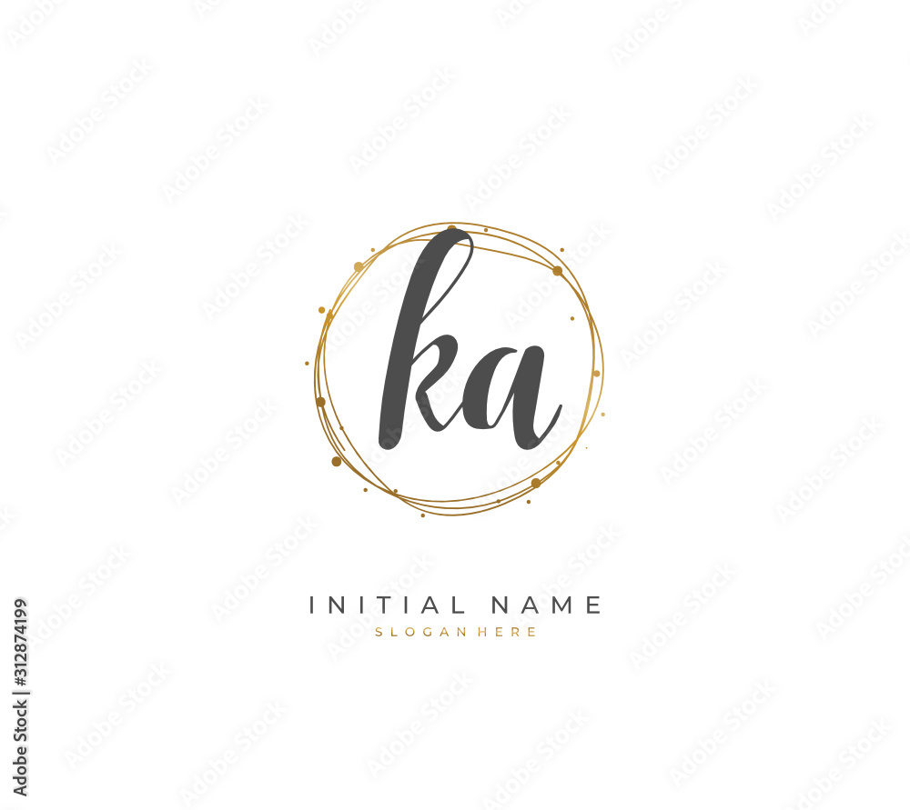 Handwritten letter K A KA for identity and logo. Vector logo template with handwriting and signature style. Handwritten letter K A KA for identity and logo. Vector logo template with handwriting and signature style.