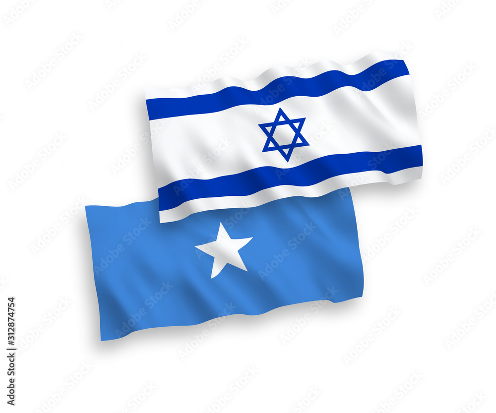Flags of Somalia and Israel on a white background Flags of Somalia and Israel on a white background