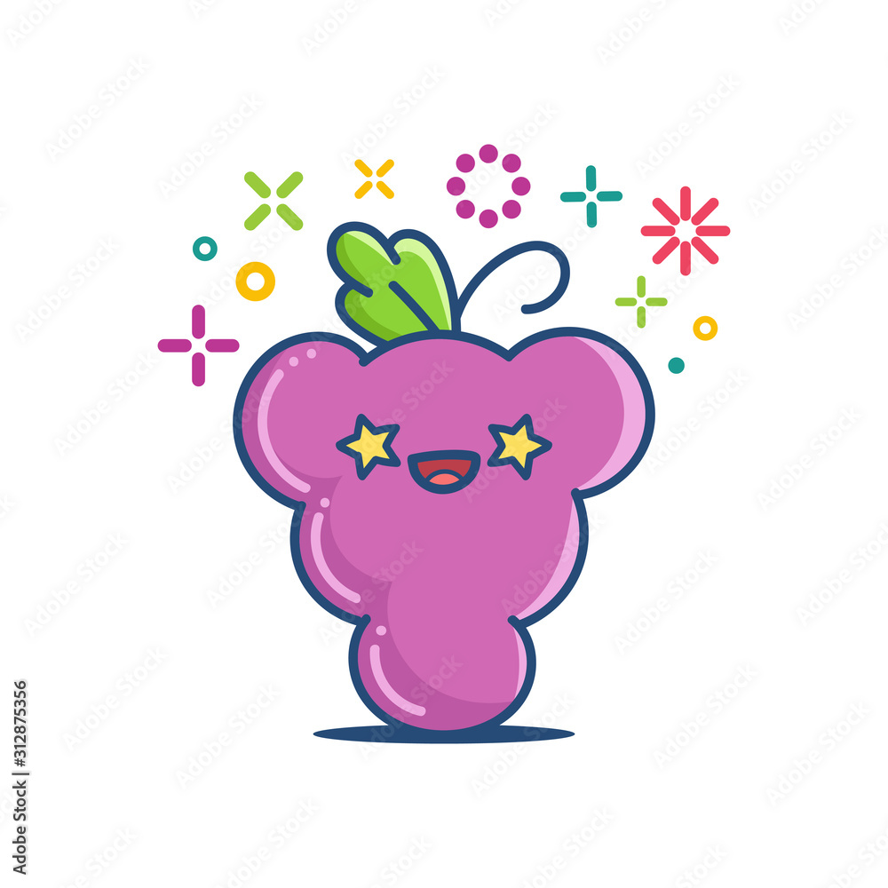 kawaii smiling grape emoticon cartoon illustration kawaii smiling grape emoticon cartoon illustration
