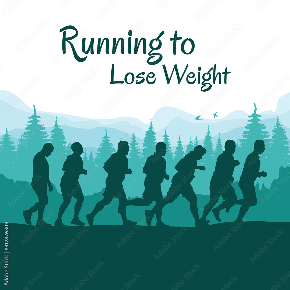 Running silhouettes. Vector illustration, Trail Running, Marathon runner. Running silhouettes. Vector illustration, Trail Running, Marathon runner.
