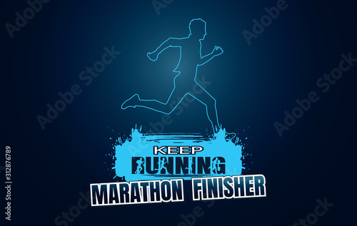 Running silhouettes. Vector illustration  Trail Running  Marathon runner. 