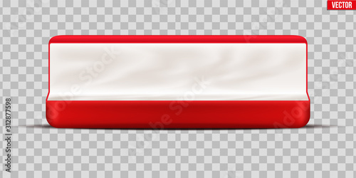 Red Velvet Bracelet Box with silk fabric. Opened Luxury Jewerly Box. Equipment for gift and present. Element for advertisment or invitation. Vector Illustration isolated on transparent background.