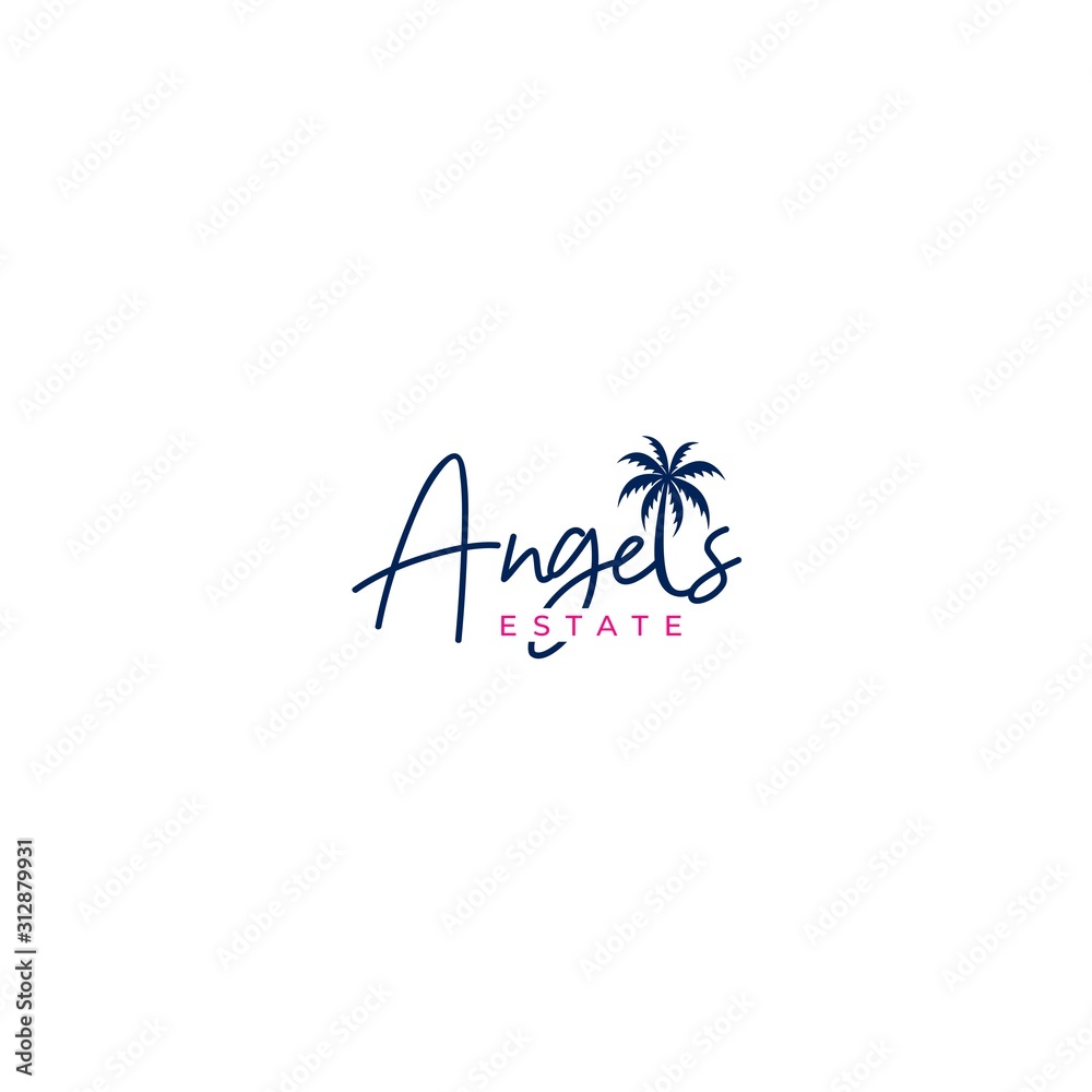 Fototapeta premium Angels Estate Beach House Logo Design Vector