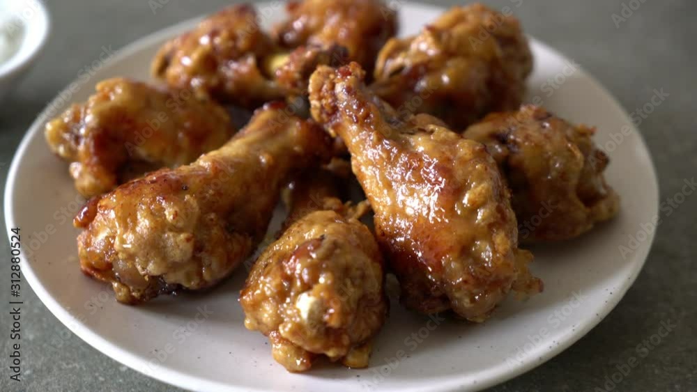 fried chicken with sauce in Korean style fried chicken with sauce in Korean style