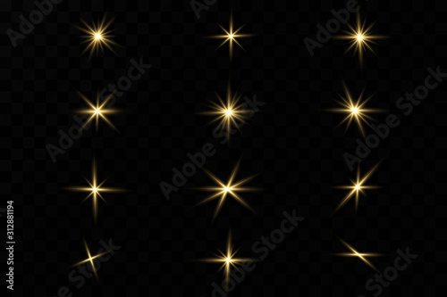 White glowing light explodes on a transparent background. with ray.  Transparent shining sun, bright flash.  Special lens flare light effect.