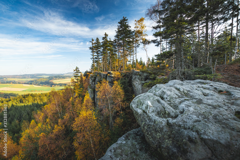 Ostas, table mountain on top, rock labyrinth in Czech republic Ostas, table mountain on top, rock labyrinth in Czech republic