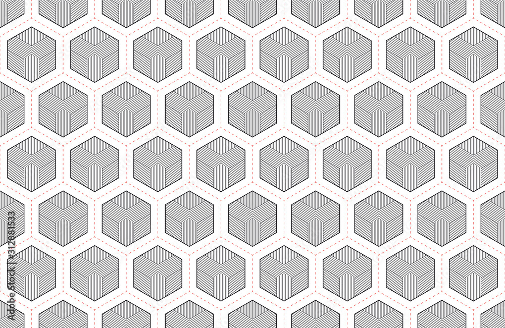 Vector seamless geometric line hexagon texture wall. Vector seamless geometric line hexagon texture wall.
