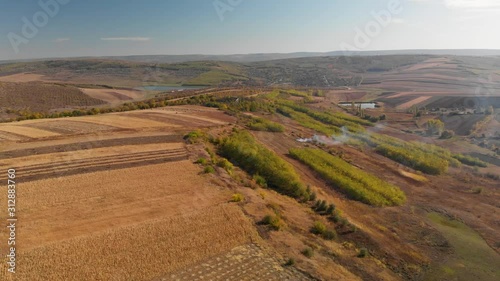 Moldova landscape fire on the field photo