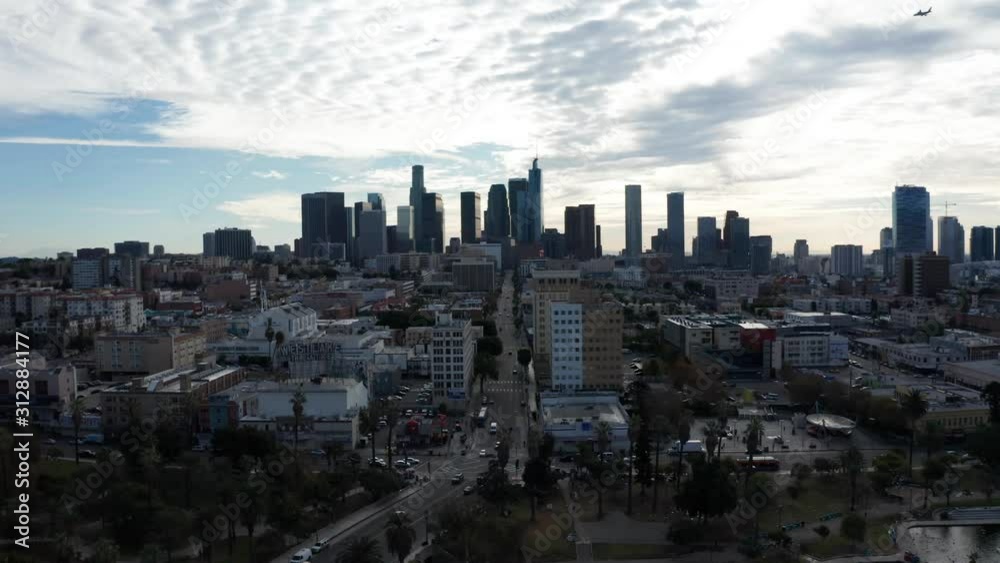 Stunning Aerial View of MacArthur Park and downtown Los Angeles Stunning Aerial View of MacArthur Park and downtown Los Angeles
