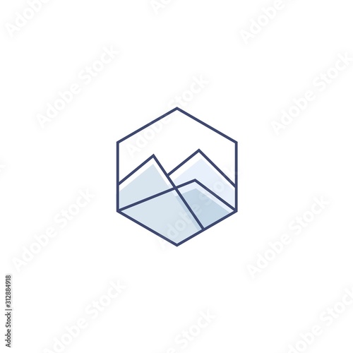 Mount Peak logo design template. Vector high mountain logotype illustration
