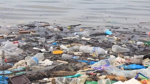 Plastic bottles, bags, straws and cups pollute beach and ocean