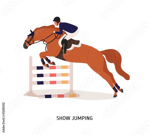 Show jumping flat vector illustration