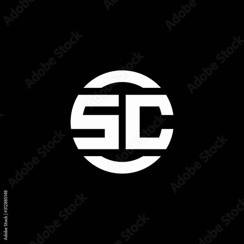SC logo monogram isolated on circle element design template