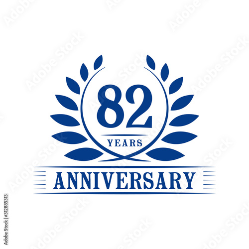 82 years logo design template. Eighty second anniversary vector and illustration.