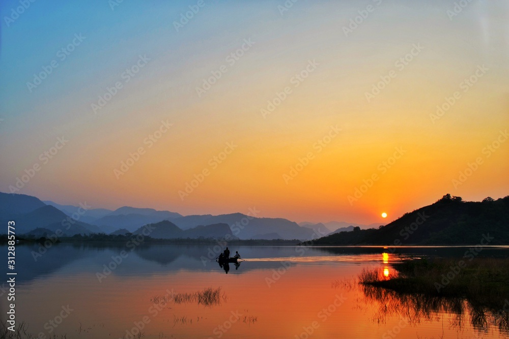 Sunset on the lake near Aruku