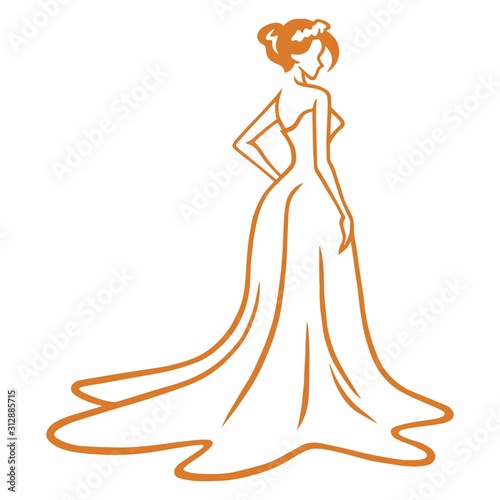 Beauty Bridal Boutique Logo Design Fashion Illustration Model Vector 