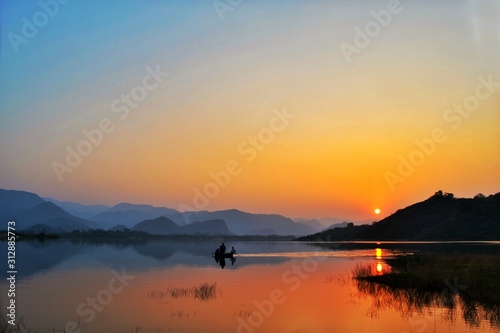 Sunset on the lake near Aruku