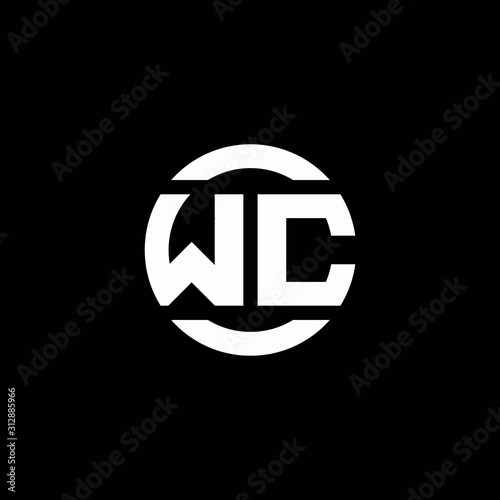 WC logo monogram isolated on circle element design template