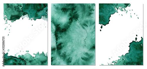 Watercolor green background Hand drawn abstract texture