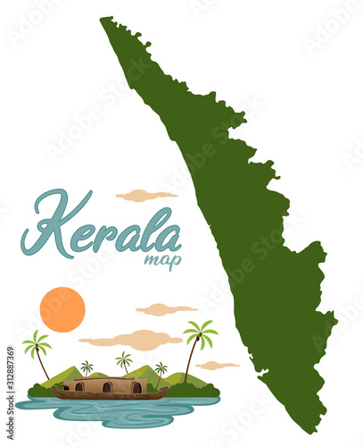kerala map isolated vector photo