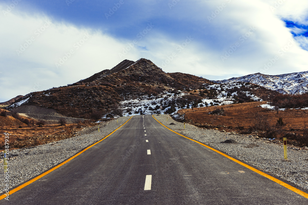 Asphalt road in the highlands