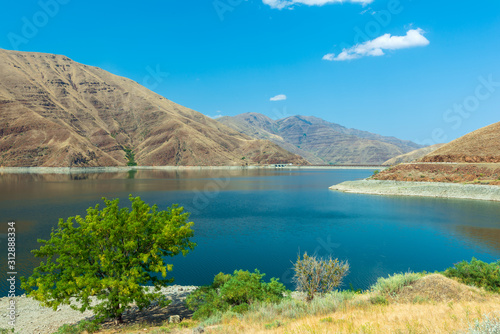 The Brownlee Dam and Reservoir on the Snake River on the Idaho-Oregon Border photo