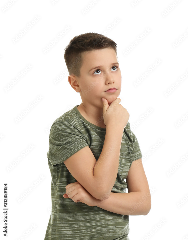 Full length portrait of emotional preteen boy on white background Full length portrait of emotional preteen boy on white background