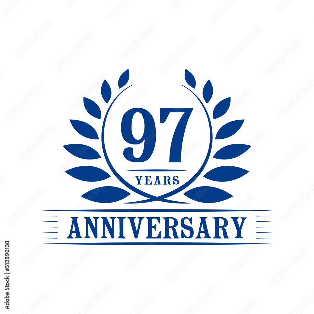 97 years logo design template. Ninety seventh anniversary vector and illustration.