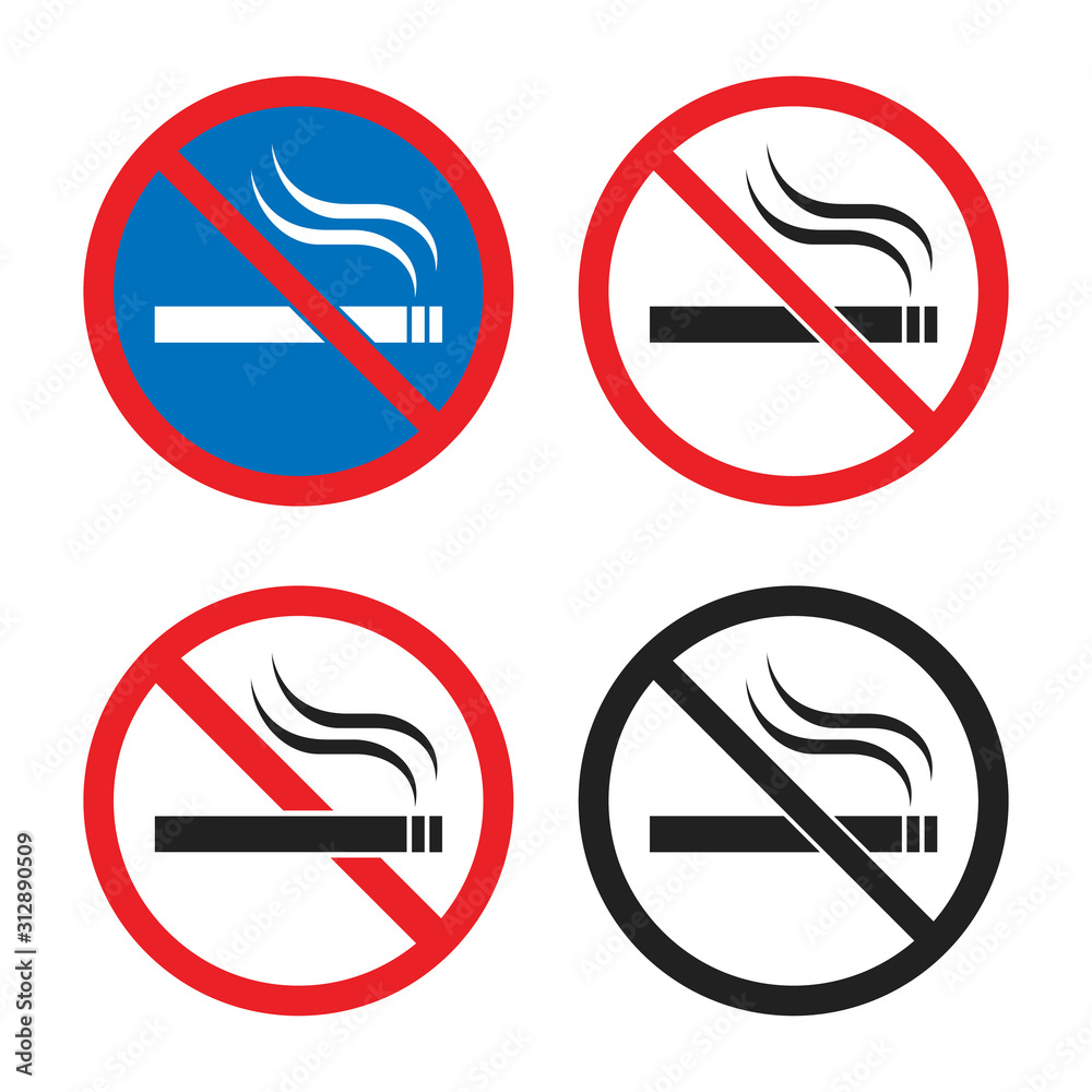 Smoking is prohibited icon set, no smoking signs Smoking is prohibited icon set, no smoking signs