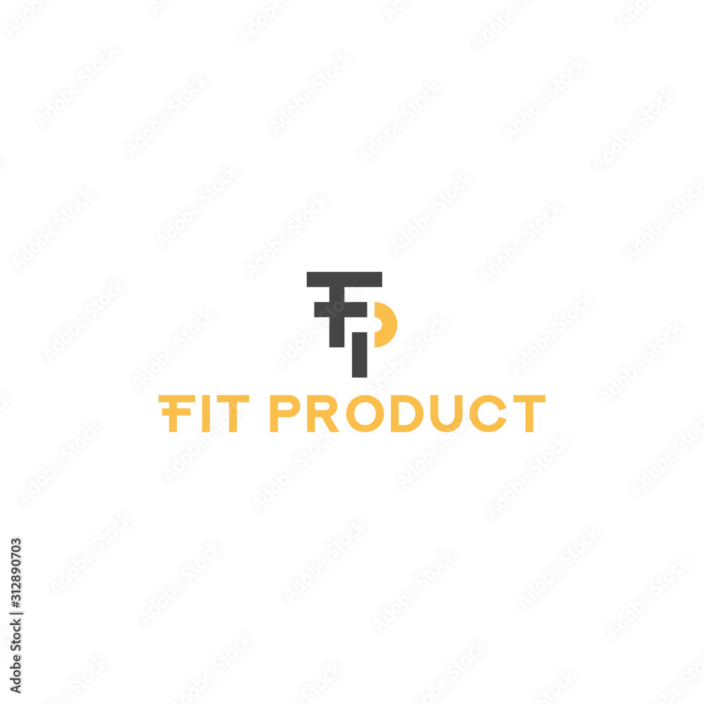 Fitness gym product logo design template with combination of letter F and P.