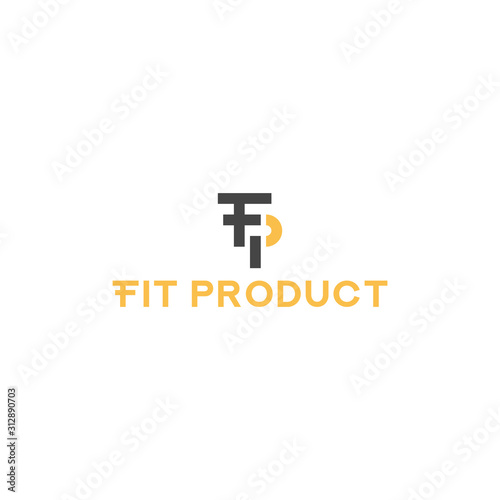 Fitness gym product logo design template with combination of letter F and P.