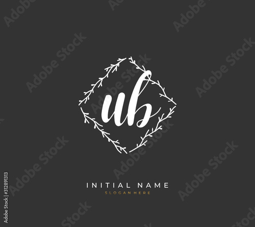 Handwritten letter U B UB for identity and logo. Vector logo template with handwriting and signature style. photo