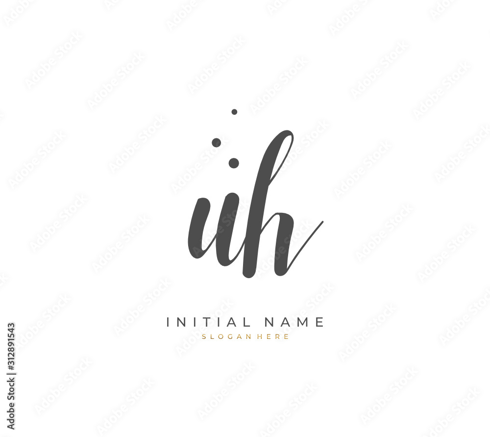 Handwritten letter U H UH for identity and logo. Vector logo template with handwriting and signature style.