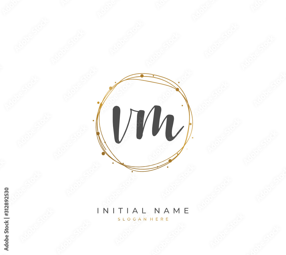 Handwritten letter V M VM for identity and logo. Vector logo template with handwriting and signature style. Handwritten letter V M VM for identity and logo. Vector logo template with handwriting and signature style.