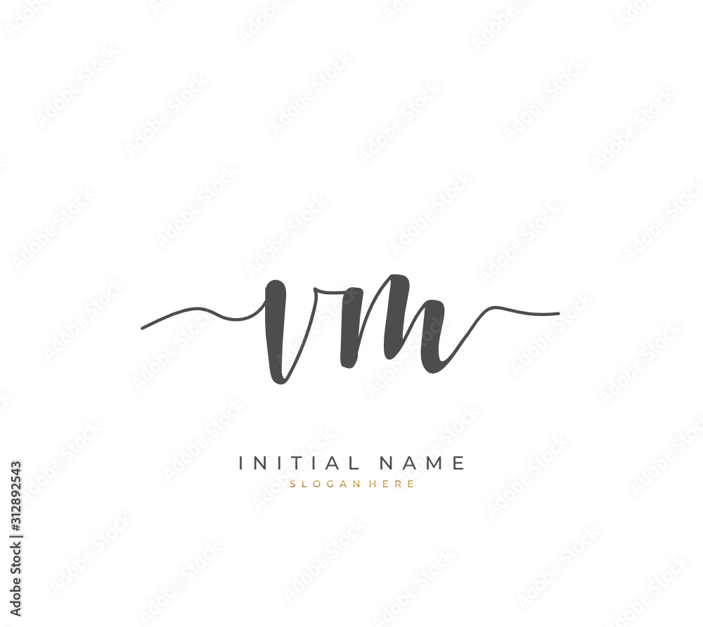 Handwritten letter V M VM for identity and logo. Vector logo template with handwriting and signature style. Handwritten letter V M VM for identity and logo. Vector logo template with handwriting and signature style.