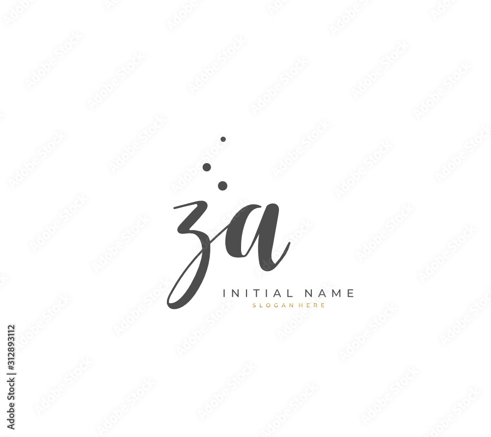 Handwritten letter Z A ZA for identity and logo. Vector logo template with handwriting and signature style. Handwritten letter Z A ZA for identity and logo. Vector logo template with handwriting and signature style.