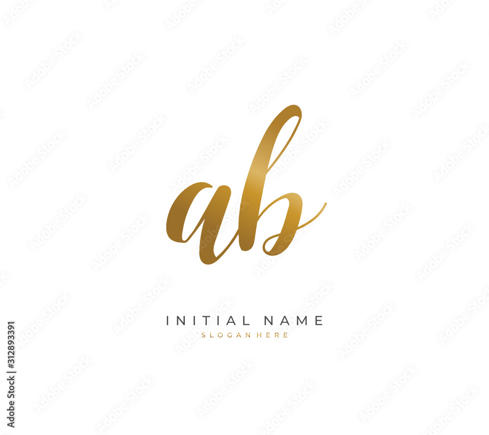 Handwritten letter A B AB for identity and logo. Vector logo template with handwriting and signature style. Handwritten letter A B AB for identity and logo. Vector logo template with handwriting and signature style.