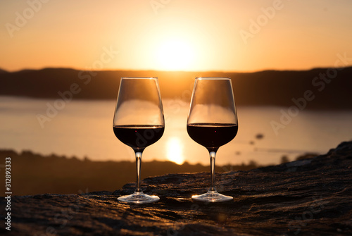 Red wine at sunset  Palm Beach  Australia