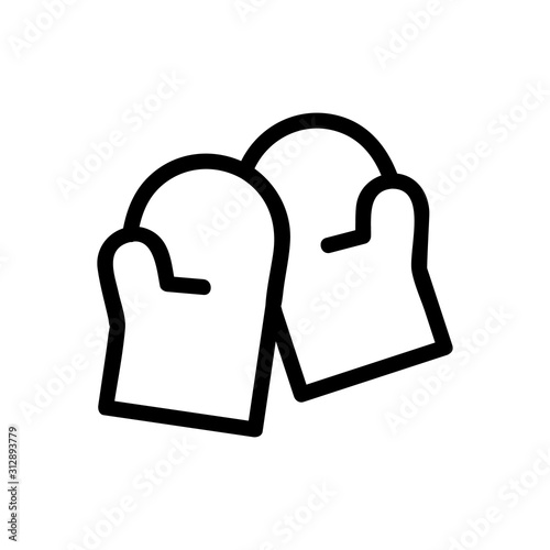 fireproof mittens icon vector. A thin line sign. Isolated contour symbol illustration