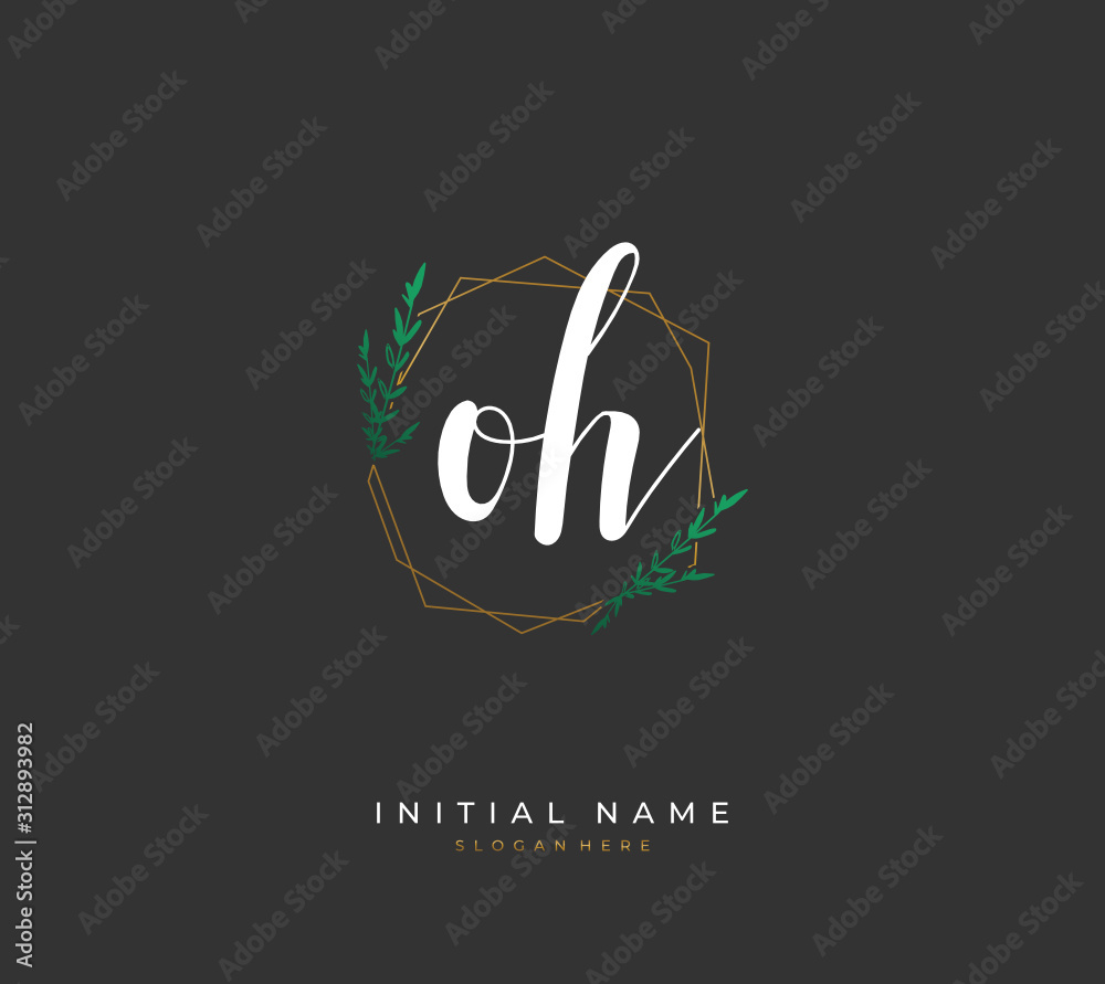 Handwritten letter O H OH for identity and logo. Vector logo template with handwriting and signature style. Handwritten letter O H OH for identity and logo. Vector logo template with handwriting and signature style.