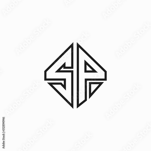Initial letter sp or ps logo design template