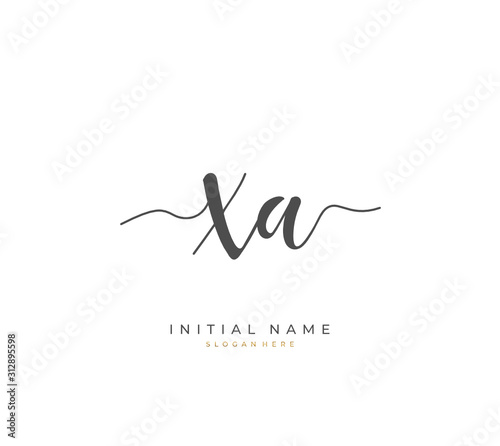 Handwritten letter X A XA for identity and logo. Vector logo template with handwriting and signature style.